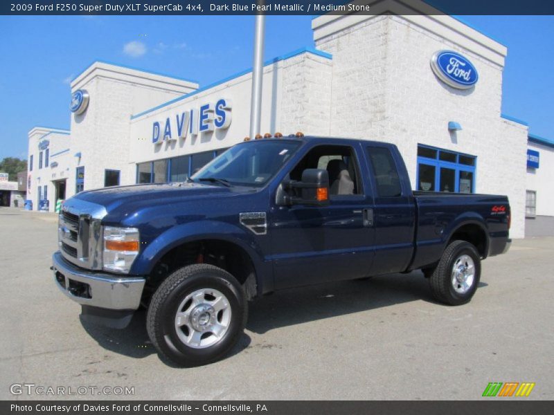 Dark Blue Pearl Metallic / Medium Stone 2009 Ford F250 Super Duty XLT SuperCab 4x4