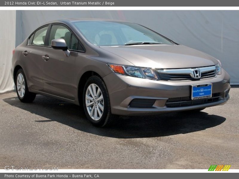 Urban Titanium Metallic / Beige 2012 Honda Civic EX-L Sedan