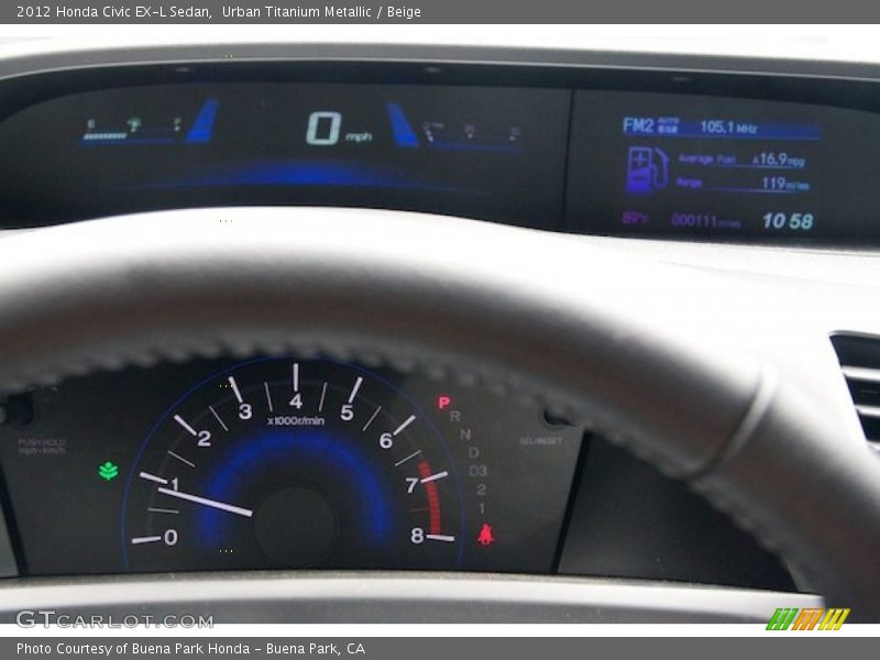 Urban Titanium Metallic / Beige 2012 Honda Civic EX-L Sedan