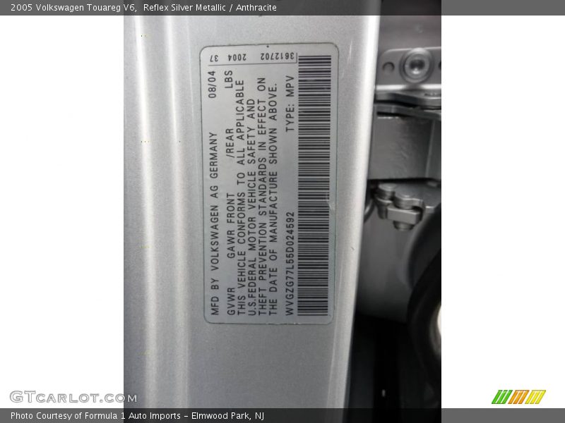 Reflex Silver Metallic / Anthracite 2005 Volkswagen Touareg V6