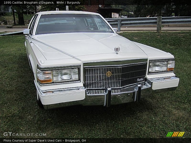 White / Burgundy 1990 Cadillac Brougham d'Elegance