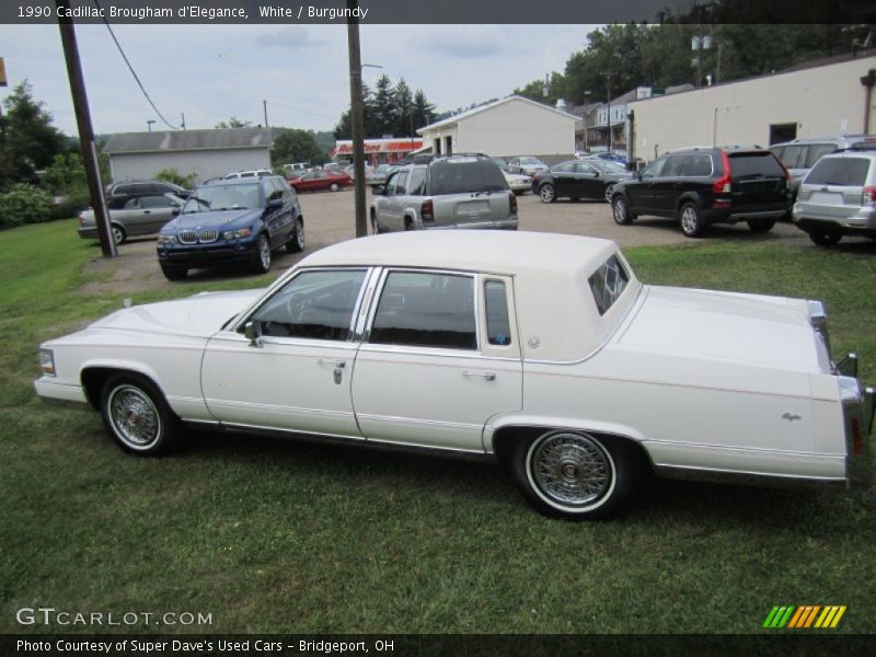 White / Burgundy 1990 Cadillac Brougham d'Elegance