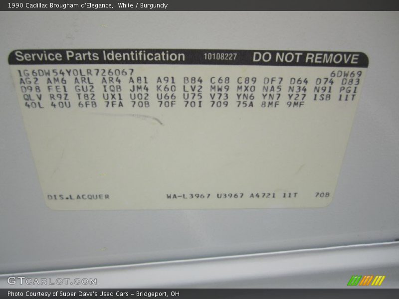White / Burgundy 1990 Cadillac Brougham d'Elegance