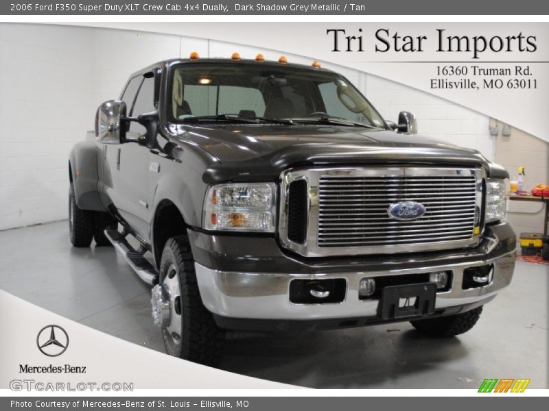Dark Shadow Grey Metallic / Tan 2006 Ford F350 Super Duty XLT Crew Cab 4x4 Dually