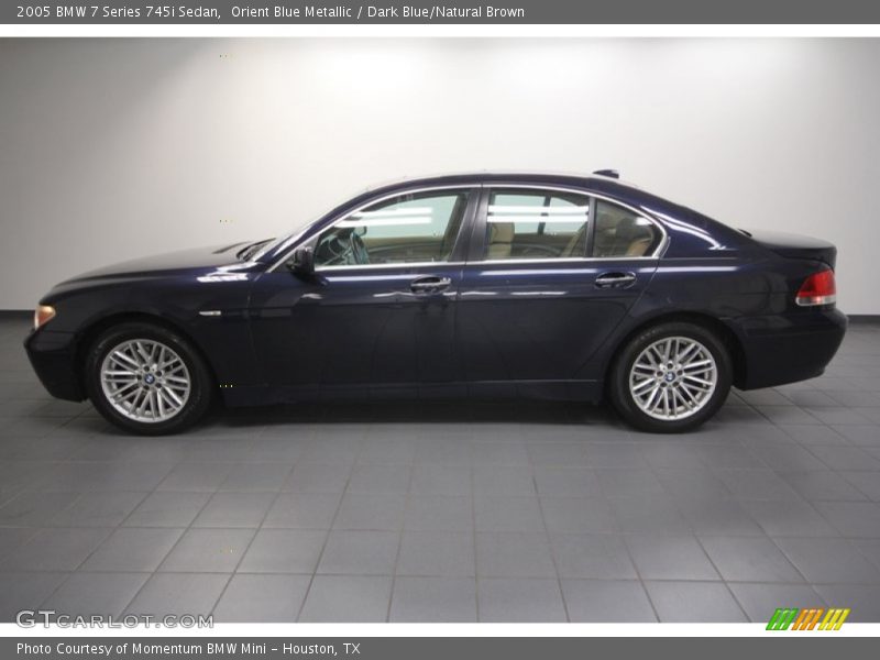 Orient Blue Metallic / Dark Blue/Natural Brown 2005 BMW 7 Series 745i Sedan