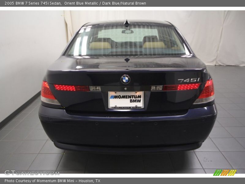 Orient Blue Metallic / Dark Blue/Natural Brown 2005 BMW 7 Series 745i Sedan