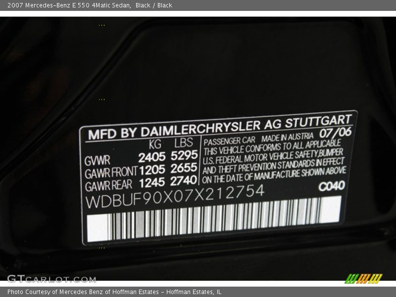 Black / Black 2007 Mercedes-Benz E 550 4Matic Sedan