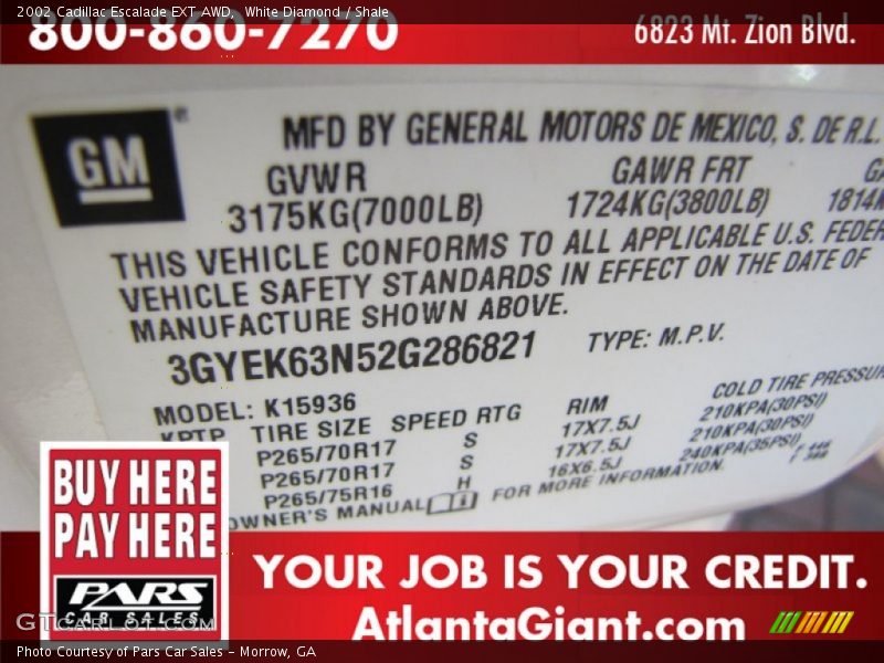 White Diamond / Shale 2002 Cadillac Escalade EXT AWD