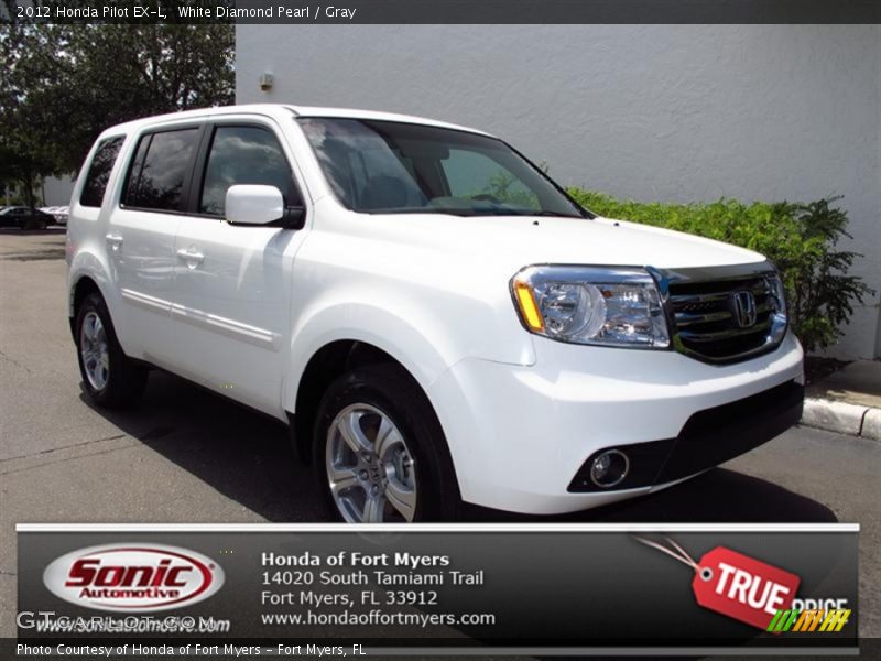 White Diamond Pearl / Gray 2012 Honda Pilot EX-L