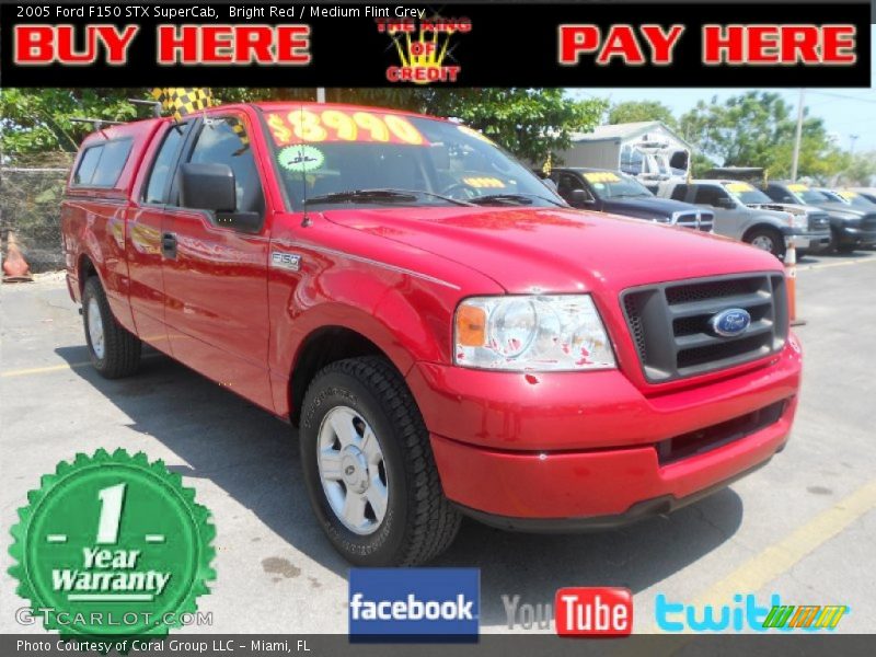 Bright Red / Medium Flint Grey 2005 Ford F150 STX SuperCab