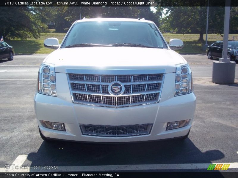 White Diamond Tricoat / Cocoa/Light Linen 2013 Cadillac Escalade ESV Platinum AWD