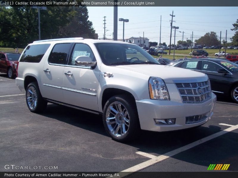 White Diamond Tricoat / Cocoa/Light Linen 2013 Cadillac Escalade ESV Platinum AWD
