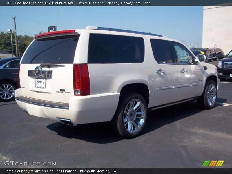 White Diamond Tricoat / Cocoa/Light Linen 2013 Cadillac Escalade ESV Platinum AWD
