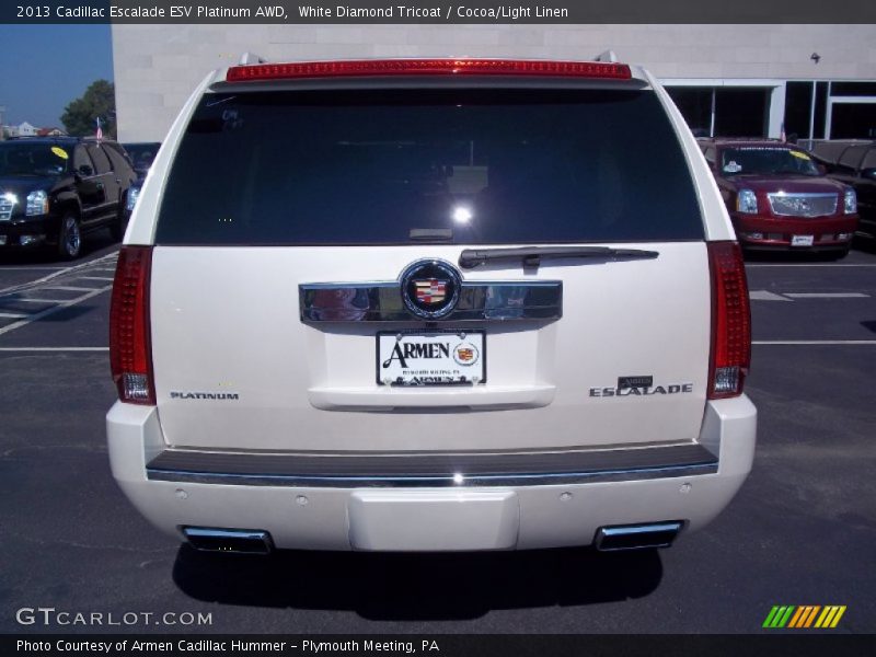 White Diamond Tricoat / Cocoa/Light Linen 2013 Cadillac Escalade ESV Platinum AWD