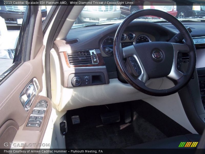 White Diamond Tricoat / Cocoa/Light Linen 2013 Cadillac Escalade ESV Platinum AWD