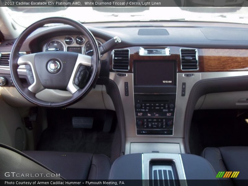White Diamond Tricoat / Cocoa/Light Linen 2013 Cadillac Escalade ESV Platinum AWD
