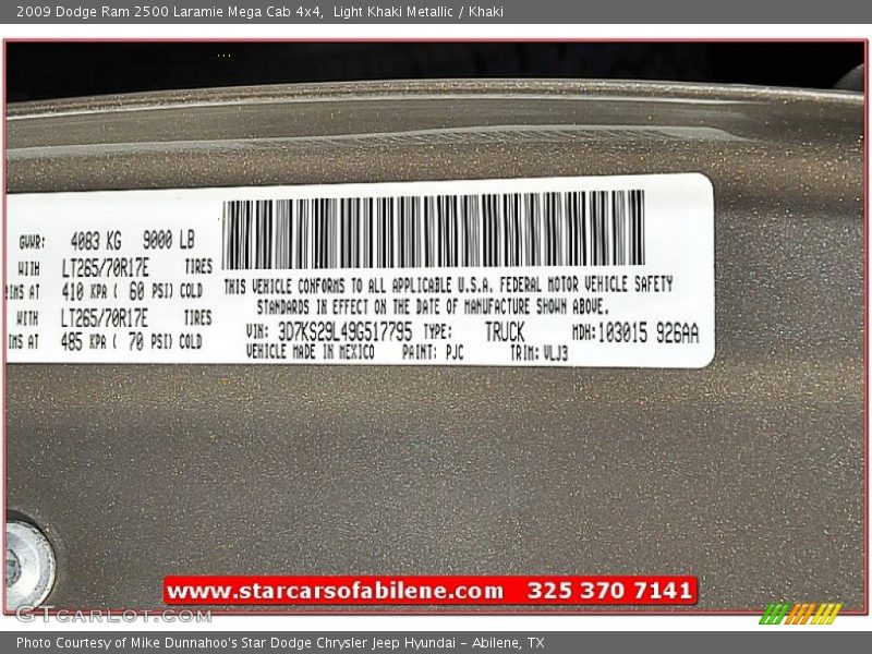 Light Khaki Metallic / Khaki 2009 Dodge Ram 2500 Laramie Mega Cab 4x4