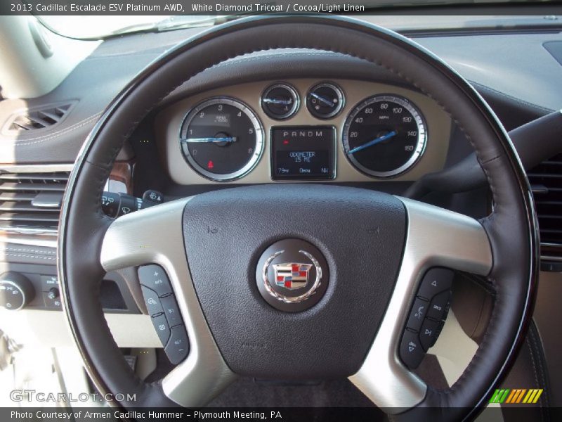 White Diamond Tricoat / Cocoa/Light Linen 2013 Cadillac Escalade ESV Platinum AWD