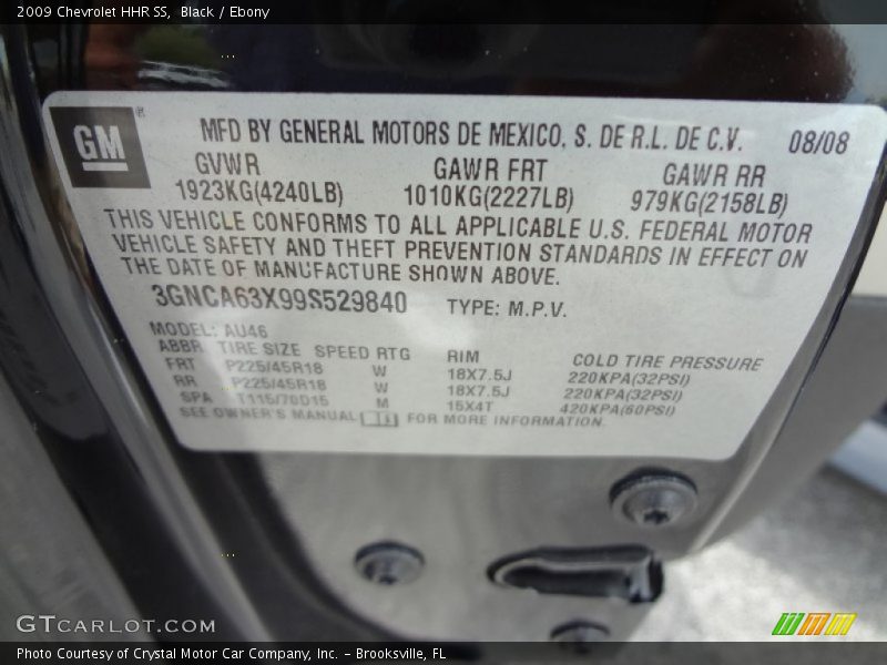 Black / Ebony 2009 Chevrolet HHR SS