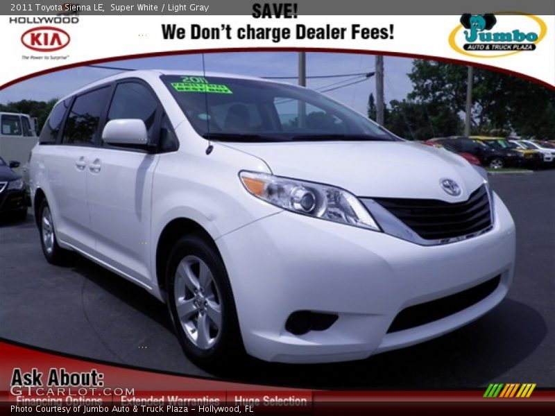 Super White / Light Gray 2011 Toyota Sienna LE