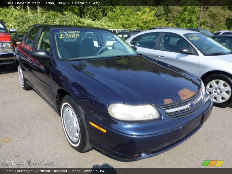 Navy Blue Metallic / Gray 2001 Chevrolet Malibu Sedan