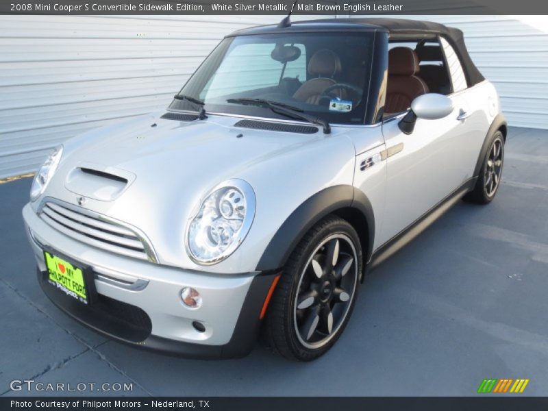 White Silver Metallic / Malt Brown English Leather 2008 Mini Cooper S Convertible Sidewalk Edition