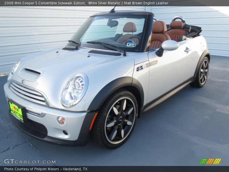 White Silver Metallic / Malt Brown English Leather 2008 Mini Cooper S Convertible Sidewalk Edition