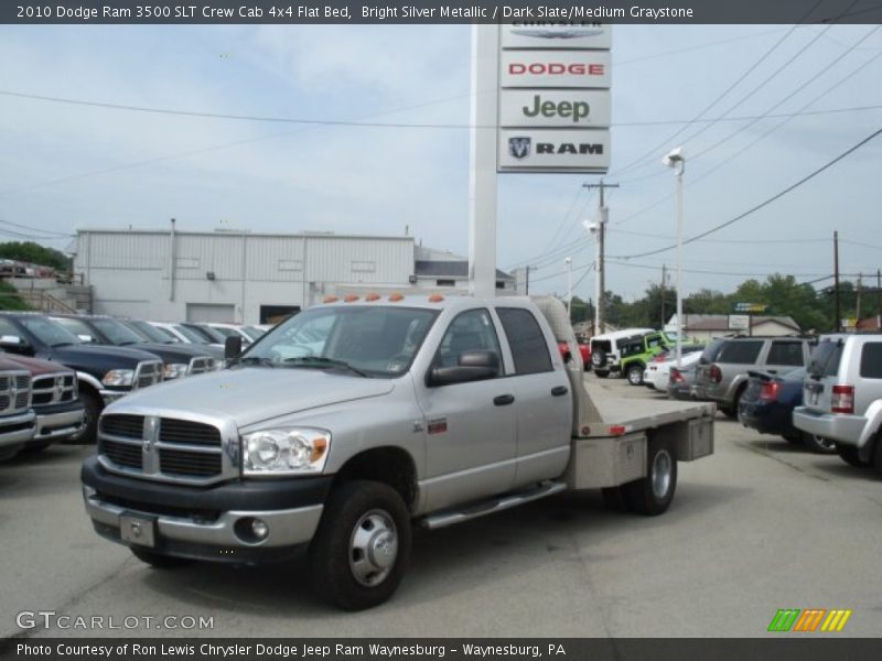 Bright Silver Metallic / Dark Slate/Medium Graystone 2010 Dodge Ram 3500 SLT Crew Cab 4x4 Flat Bed