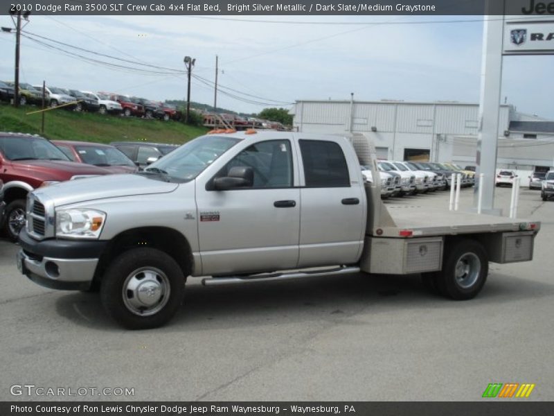 Bright Silver Metallic / Dark Slate/Medium Graystone 2010 Dodge Ram 3500 SLT Crew Cab 4x4 Flat Bed