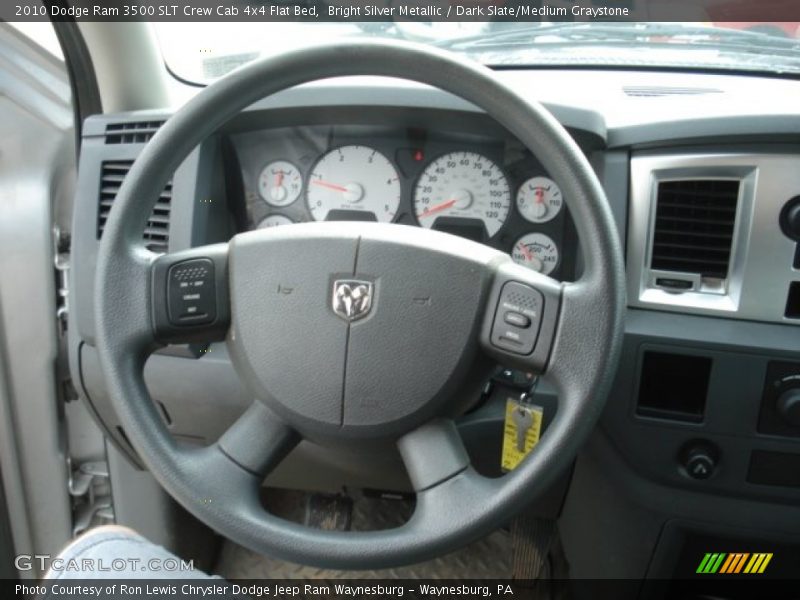 Bright Silver Metallic / Dark Slate/Medium Graystone 2010 Dodge Ram 3500 SLT Crew Cab 4x4 Flat Bed