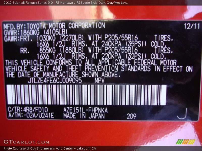 2012 xB Release Series 9.0 RS Hot Lava Color Code 4R8