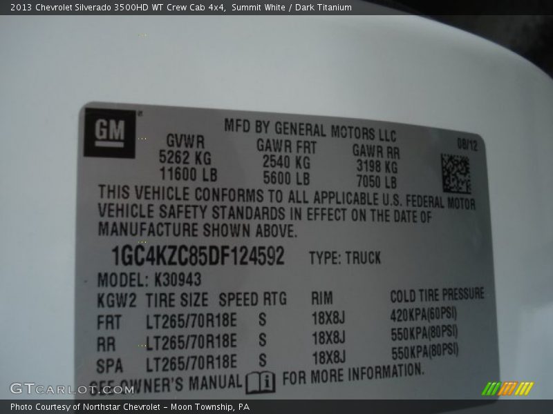 Summit White / Dark Titanium 2013 Chevrolet Silverado 3500HD WT Crew Cab 4x4