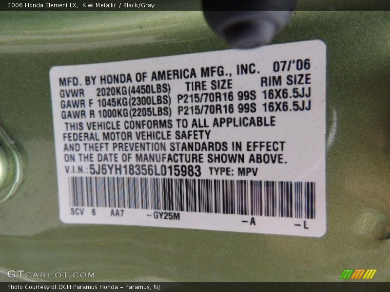 GY25M - 2006 Honda Element LX