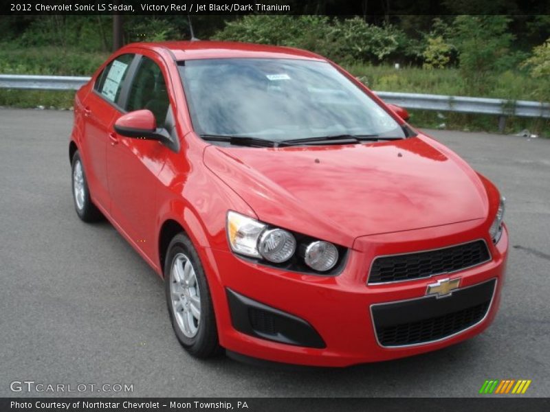 Victory Red / Jet Black/Dark Titanium 2012 Chevrolet Sonic LS Sedan