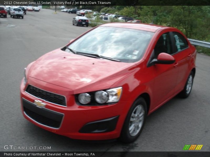 Victory Red / Jet Black/Dark Titanium 2012 Chevrolet Sonic LS Sedan