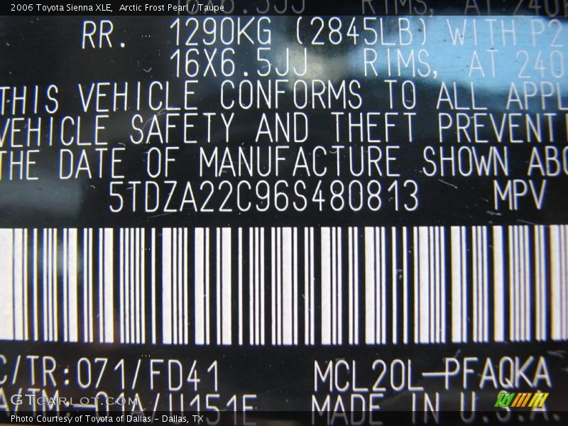 Arctic Frost Pearl / Taupe 2006 Toyota Sienna XLE