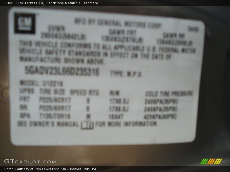 Sandstone Metallic / Cashmere 2006 Buick Terraza CX
