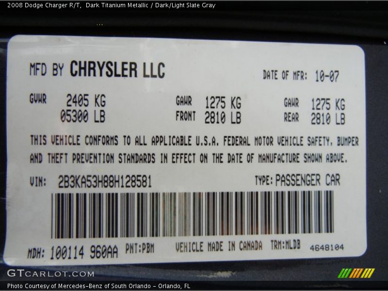 Dark Titanium Metallic / Dark/Light Slate Gray 2008 Dodge Charger R/T