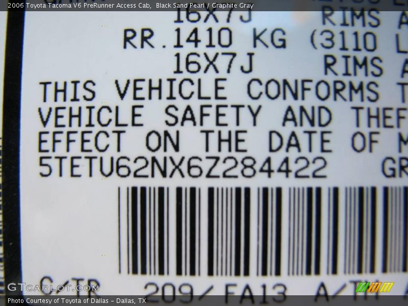 Black Sand Pearl / Graphite Gray 2006 Toyota Tacoma V6 PreRunner Access Cab