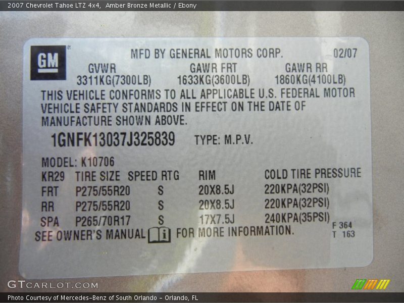 Amber Bronze Metallic / Ebony 2007 Chevrolet Tahoe LTZ 4x4