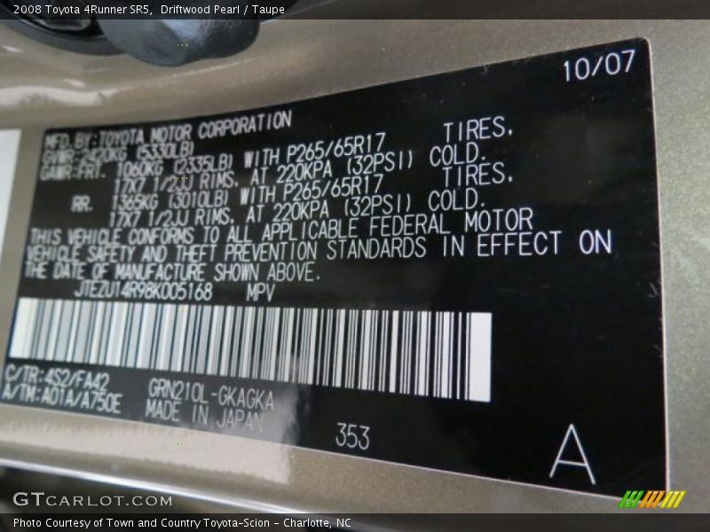Driftwood Pearl / Taupe 2008 Toyota 4Runner SR5