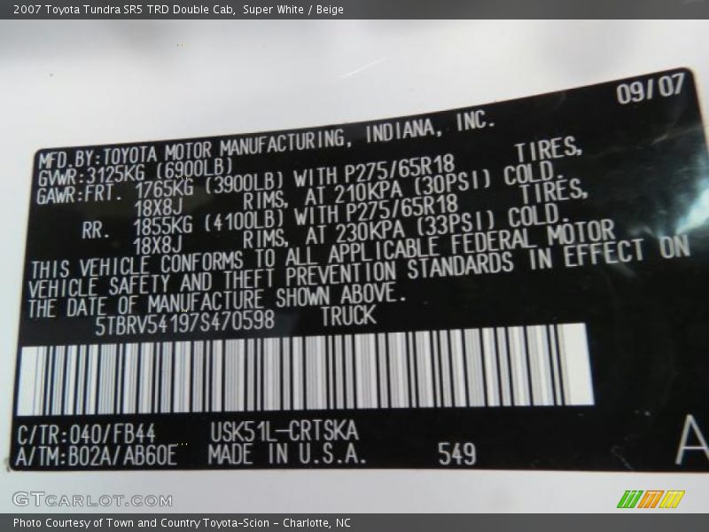 Super White / Beige 2007 Toyota Tundra SR5 TRD Double Cab