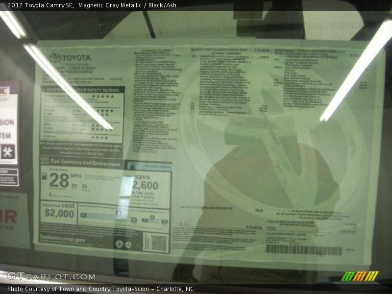 Magnetic Gray Metallic / Black/Ash 2012 Toyota Camry SE