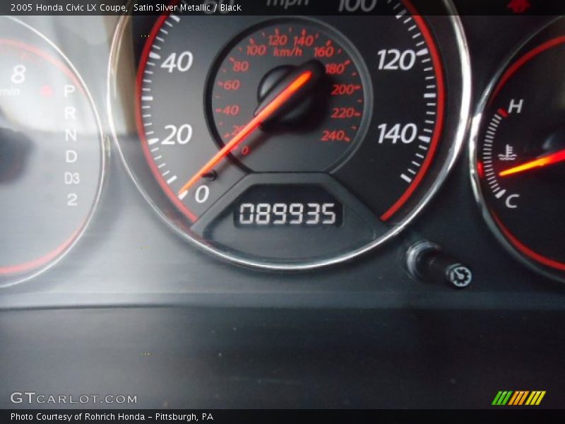 Satin Silver Metallic / Black 2005 Honda Civic LX Coupe