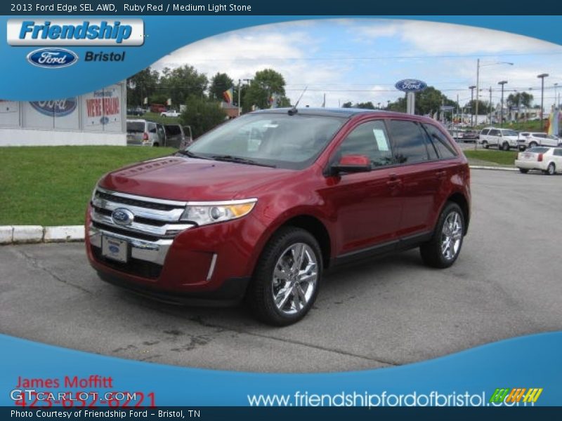 Ruby Red / Medium Light Stone 2013 Ford Edge SEL AWD