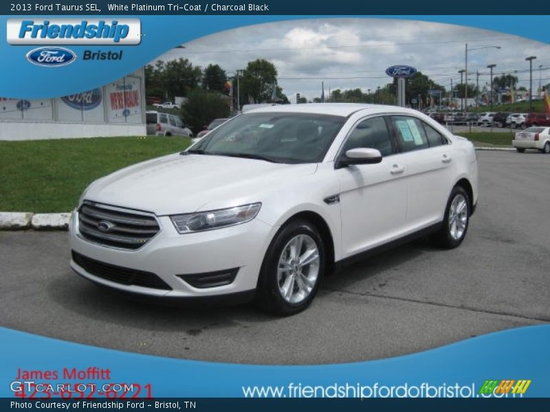 White Platinum Tri-Coat / Charcoal Black 2013 Ford Taurus SEL