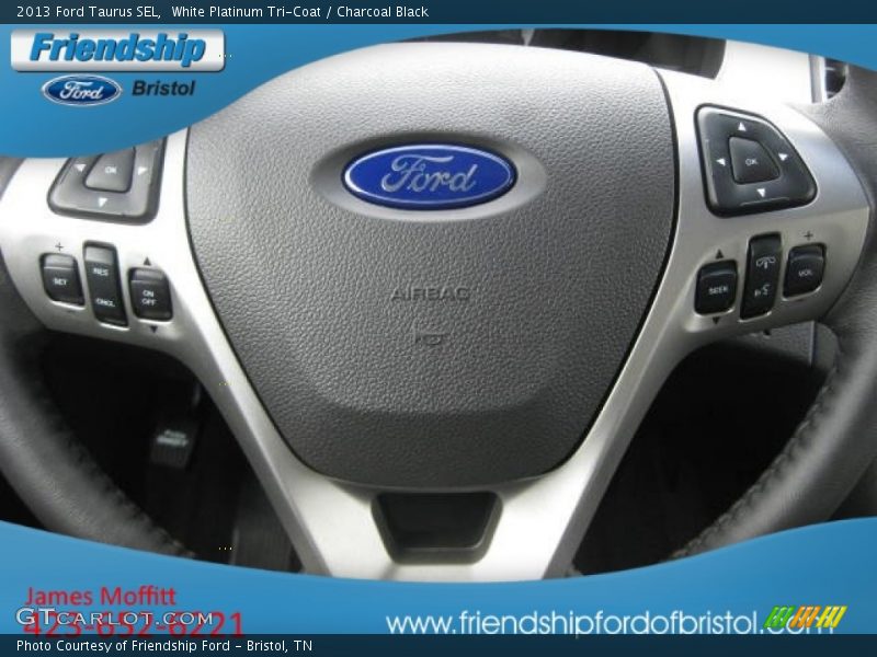 White Platinum Tri-Coat / Charcoal Black 2013 Ford Taurus SEL