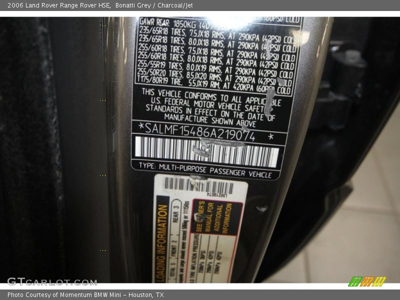 Bonatti Grey / Charcoal/Jet 2006 Land Rover Range Rover HSE