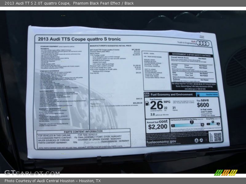  2013 TT S 2.0T quattro Coupe Window Sticker