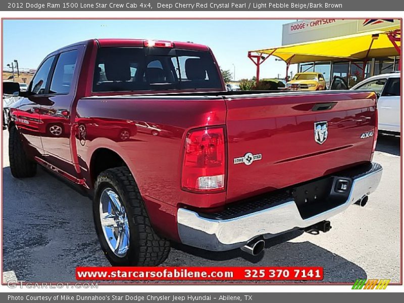 Deep Cherry Red Crystal Pearl / Light Pebble Beige/Bark Brown 2012 Dodge Ram 1500 Lone Star Crew Cab 4x4